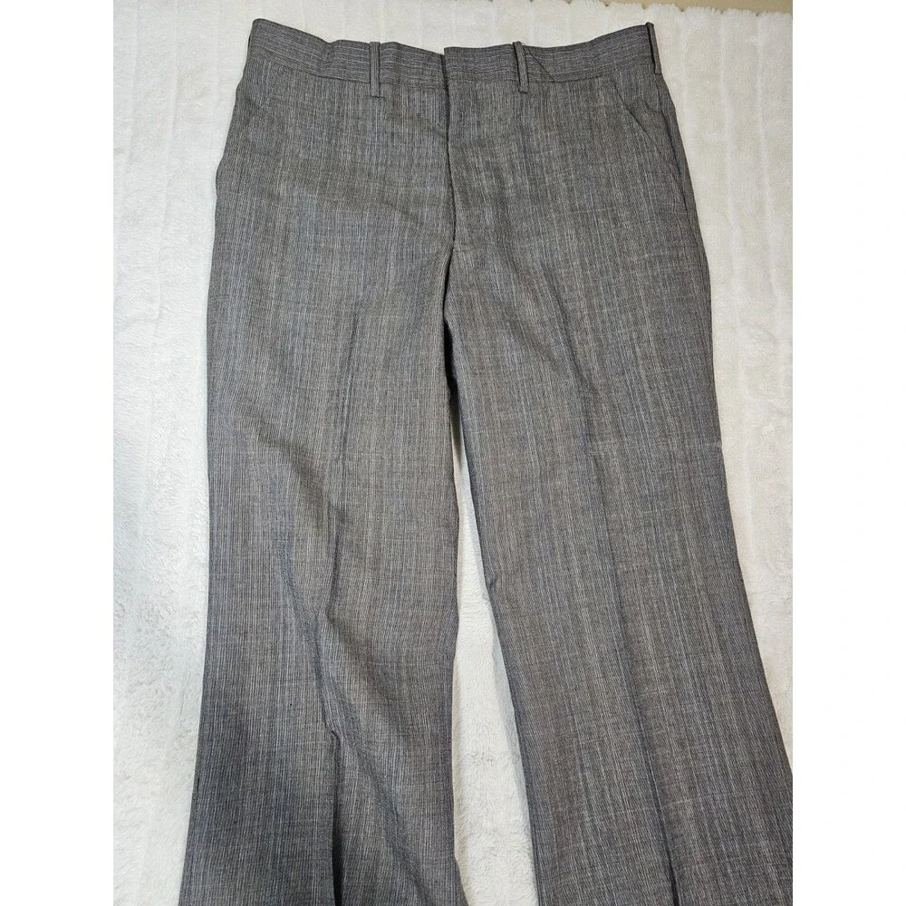 Vintage Austin Manor 3 Piece Suit Mens 42S 35x30 Grey Multi Micro Pinstripe Wool